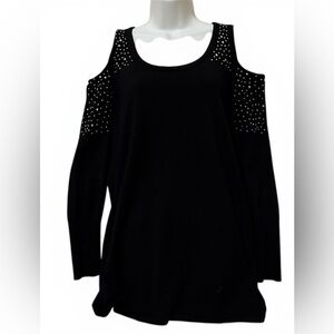 Elegant Black Cold Shoulder Top